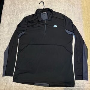 North Face Men's Black Gray 1/4 Zip Pullover Activewear Top L breathable mesh
